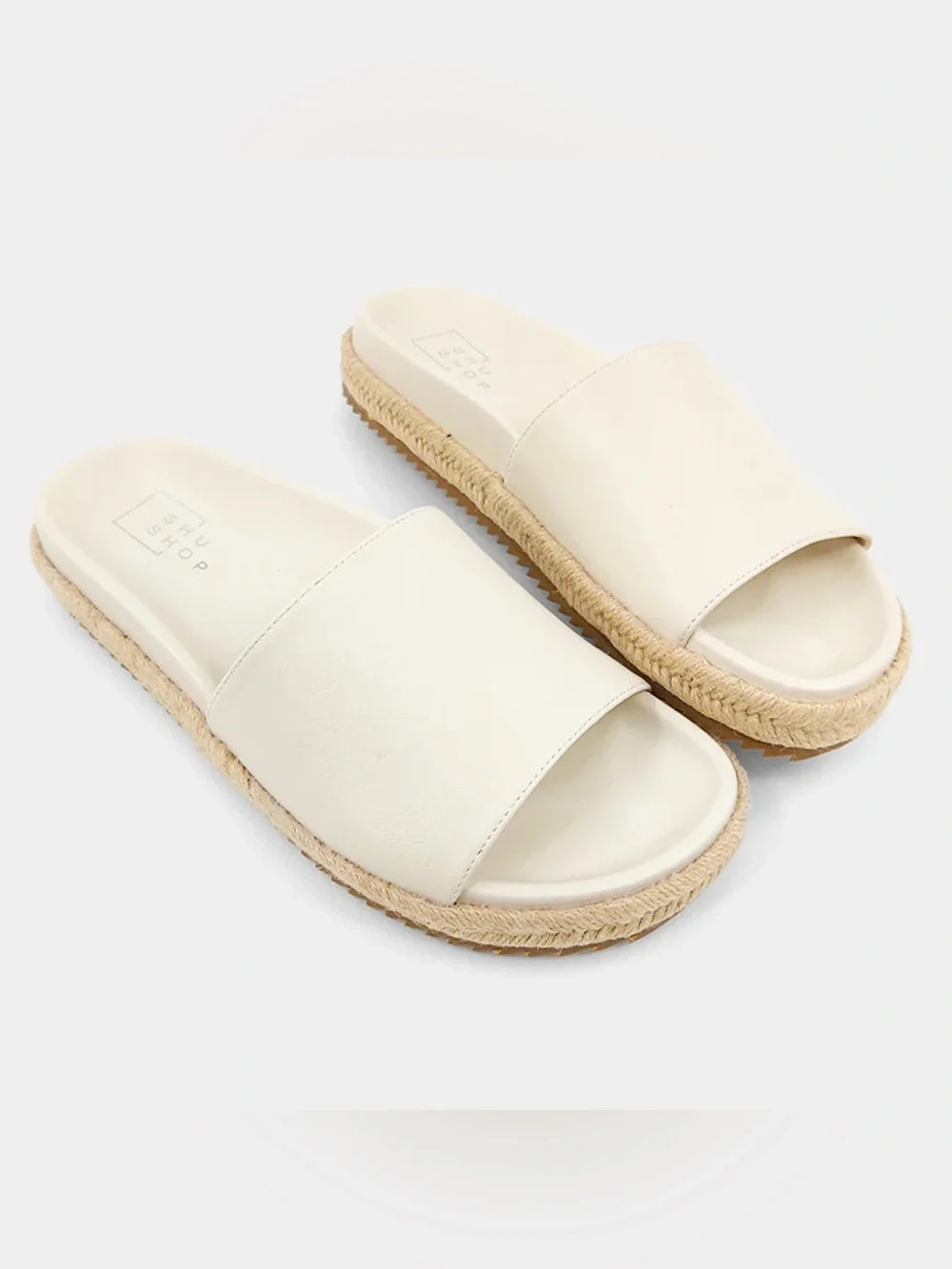 SHU SHOP Women's Crisanta Bone Sandal Slip On Slipper Bone 8.5 Off White Comfy
